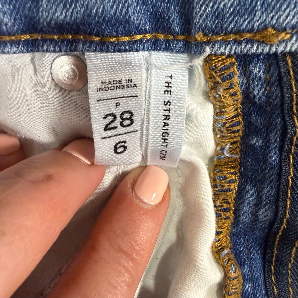LOFT The Straight Crop Jeans Women's Medium Wash Raw Hem Cropped Denim - Size 6 - Picture 8 of 9